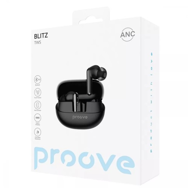 Беспроводные наушники-гарнитура вакуумные Proove Blitz ANC (Black) TWBL00010001