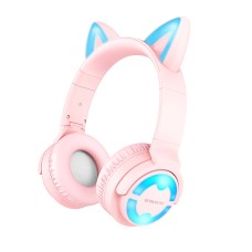 Наушники-гарнитура Borofone BO15 Cat Ear Bluetooth (Розовый)