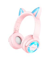 Наушники-гарнитура Borofone BO15 Cat Ear Bluetooth (Розовый)