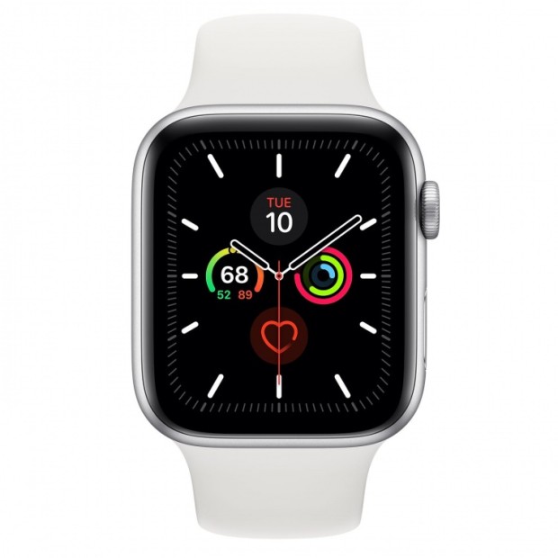 Смарт-часы Apple Watch Series 5 44mm (Silver Aluminum Case) (White Sport Band) (Grade A+) Б/У