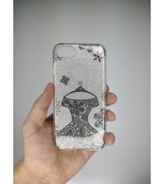 Силикон Glitter Apple iPhone 7 / 8 / SE (2020) (Silver Dress)