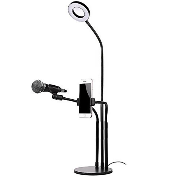 Набор для съемки LED-лампа на стойке с держателем для микрофона (Чёрный)
