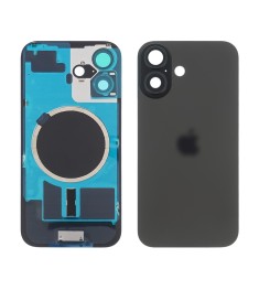 Заднее стекло корпуса для Apple iPhone 16 Black (чёрное) с рамкой и стеклом каме..