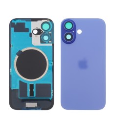 Заднее стекло корпуса для Apple iPhone 16 Blue (синее) с рамкой и стеклом камеры..