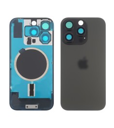 Заднее стекло корпуса для Apple iPhone 16 Pro Black Titanium (чёрное) с рамкой и..