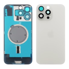 Заднее стекло корпуса для Apple iPhone 16 Pro Max White Titanium (белое) с рамкой и стеклом камеры