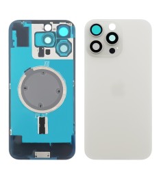 Заднее стекло корпуса для Apple iPhone 16 Pro Max White Titanium (белое) с рамко..