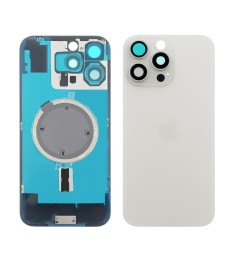Заднее стекло корпуса для Apple iPhone 16 Pro White Titanium (белое) с рамкой и ..