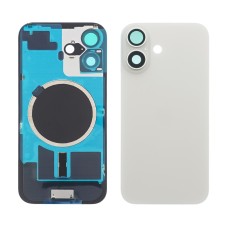 Заднее стекло корпуса для Apple iPhone 16 White (белое) с рамкой и стеклом камеры