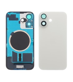 Заднее стекло корпуса для Apple iPhone 16 White (белое) с рамкой и стеклом камер..