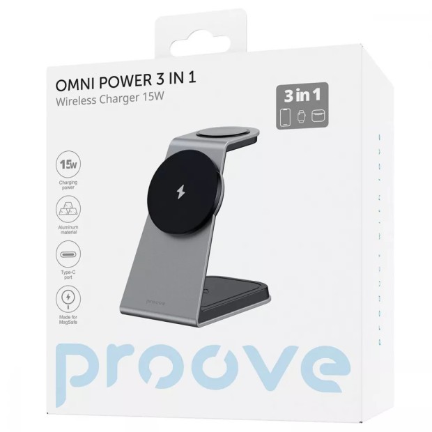 Беспроводное зарядное устройство Proove Omni Power 3in1 (Grey)