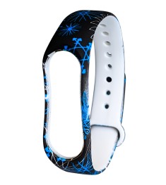 Ремешок Picture Design Xiaomi Mi Band 3 / Mi Band 4 (Чёрные цветы)