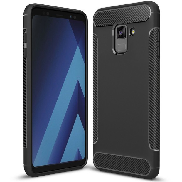 Силикон Soft Carbon Samsung Galaxy A8 (2018) A530 (Чёрный)