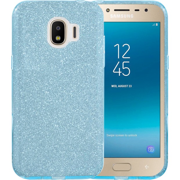 Силикон Glitter Samsung J2 (2018) J250 (Голубой)