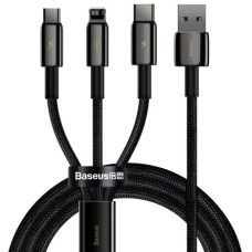 USB-кабель Baseus Tungsten Gold 3.5A (1.5m) (MicroUSB+Lightning+Type-C) (Чёрный) CAMLTWJ-01
