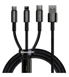 USB-кабель Baseus Tungsten Gold 3.5A (1.5m) (MicroUSB+Lightning+Type-C) (Чёрный)..