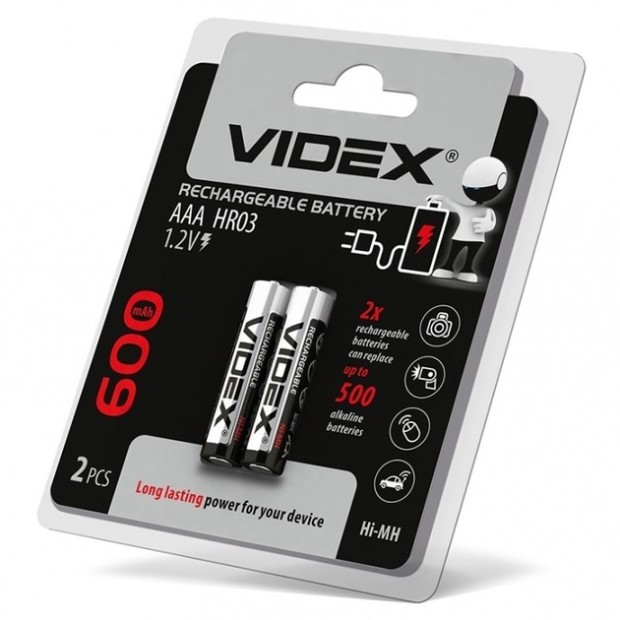 Аккумуляторная батарейка Videx 600mAh HR03 / AAA (2шт)