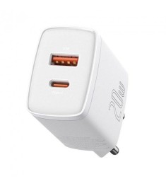Baseus Palm 20W PD Charger (1 Type-C / 1 USB) + Type-C to Type-C Cable (White) P..