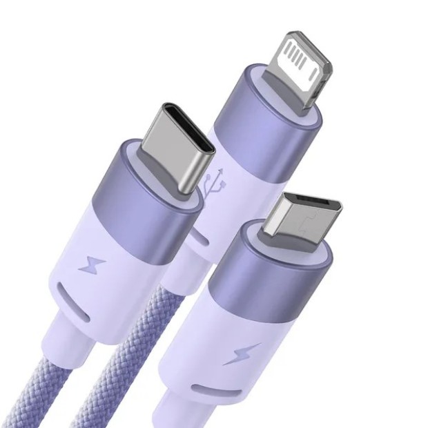 USB-кабель Baseus StarSpeed 3.5A (1.2m) (MicroUSB / Lightning / Type-C) (Фиолетовый) CAXS000005