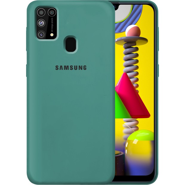 Силикон Original Round Case Logo Samsung Galaxy M31 (2020) (Тёмно-зелёный)