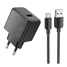 Зарядний пристрій Hoco CS17A 22.5W (1USB) + кабель Type-C (Чорний)