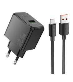 СЗУ-адаптер Hoco CS17A 22.5W (1USB) + кабель Type-C (Чёрный)