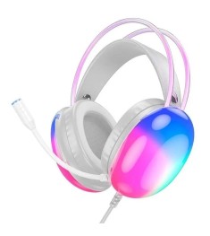 Проводные накладные наушники-гарнитура Hoco W109 RGB (Белый)