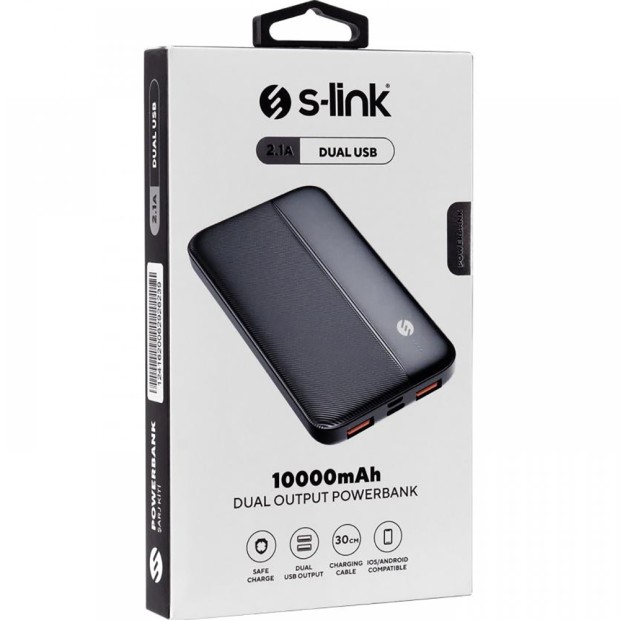 Внешний аккумулятор PowerBank S-link IP-G10N 10000mAh 2.1A 2USB (Black)