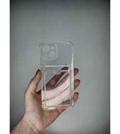 Силикон WS Card Case Apple iPhone 14 (Прозрачный)
