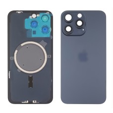 Заднее стекло корпуса для Apple iPhone 15 Pro Max Blue Titanium (синее) с рамкой и стеклом камеры