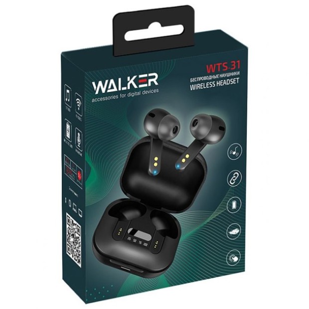 Беспроводные наушники-гарнитура вакуумные Walker WTS-31 (Black)