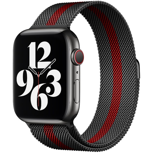 Ремешок Milanese Loop Apple Watch 42 / 44 mm (Black+Red)