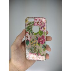 Силикон Glitter Apple iPhone 6 / 6s (Golden Flowers)