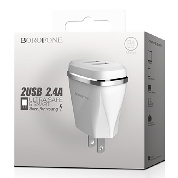 СЗУ-адаптер Borofone BA2 2.4A 2USB