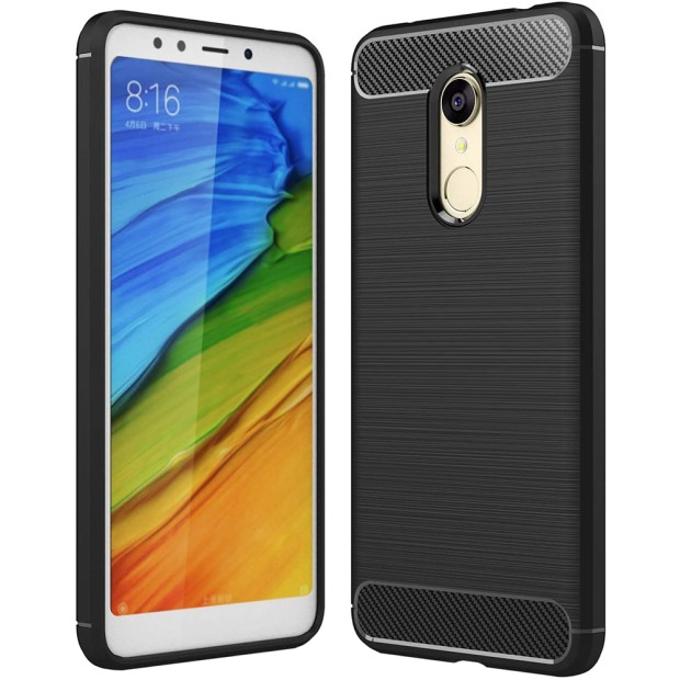 Силиконовый чехол Polished Carbon Xiaomi Redmi 5 Plus (Черный)