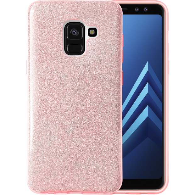 Силиконовый чехол Glitter Samsung Galaxy A8 (2018) A530 (Розовый)