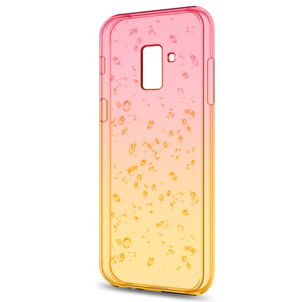 Силикон Rain Gradient Samsung Galaxy A8 (2018) A530 (Розово-желтый)