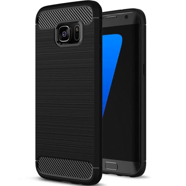 Чехол Силикон Polished Carbon для Samsung Galaxy S7 Edge (Чёрный)