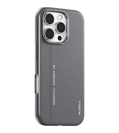 Чехол Blueo Premium Leather with MagSafe Apple iPhone 16 (Grey)