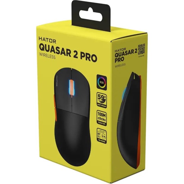 Мышь беспроводная Hator Quasar 2 Pro (Black/Orange) (HTM560BO)