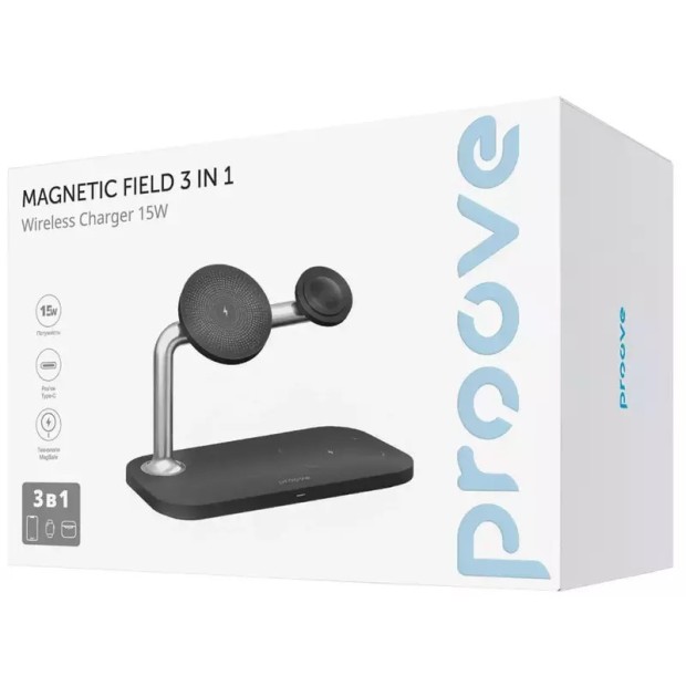 Беспроводное зарядное устройство Proove Magnetic Field Pro 3in1 Qi2 (Black)