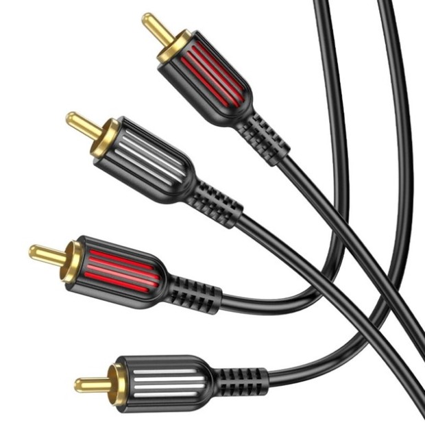 Кабель-удлинитель AUX Borofone BL13 2RCA (2red / 2white) (Чёрный)