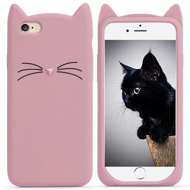 Силиконовый чехол Kitty Case Apple iPhone 6 / 6s (розовый)