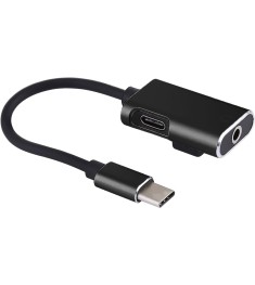 Переходник J-053 USB Type-C to AUX 3.5mm (Чёрный)