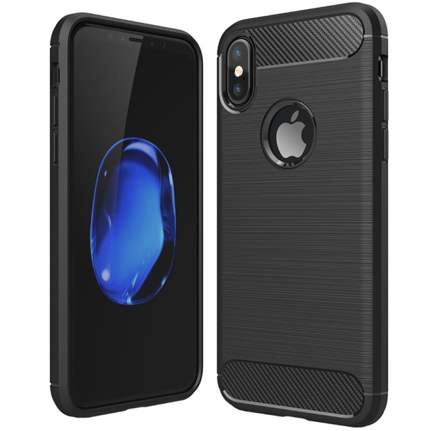 Силиконовый чехол Polished Carbon Apple iPhone X / XS (черный)