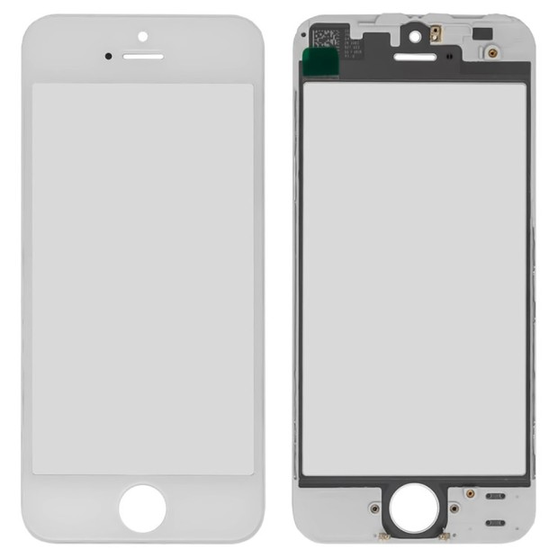 Защитное стекло для дисплея Apple iPhone 5 White + Frame + OCA (AAA)