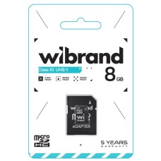 Карта памяти Wibrand MicroSDHC 8Gb (Class 10) + SD-адаптер