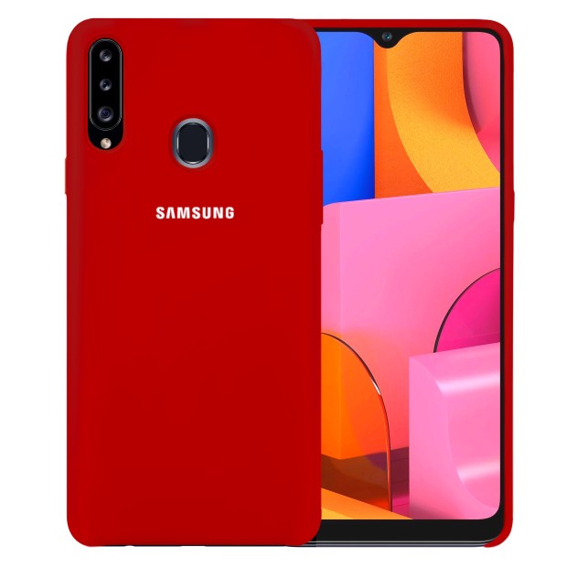 Силікон Original Case Logo Samsung Galaxy A20S (2019) (Темно-червоний)