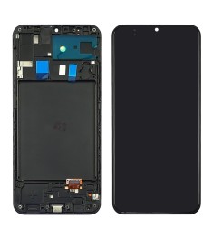 Дисплей для Samsung A205 Galaxy A20 (2019) с чёрным тачскрином и корпусной рамко..
