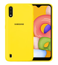 Силикон Original 360 Case Logo Samsung Galaxy A01 (2020) (Жёлтый)